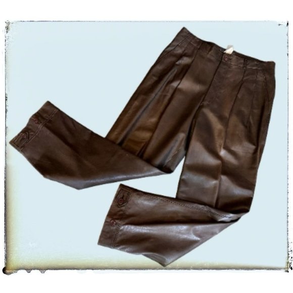 Issey Miyake Other - Vintage 80s / 90s Men's ISSEY MIYAKE Cow Hide Brown Leather Pants Sz 32